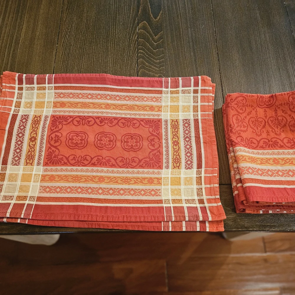Sur La Table Red and Orange Cotton Napkins & Placemats (4 Each)